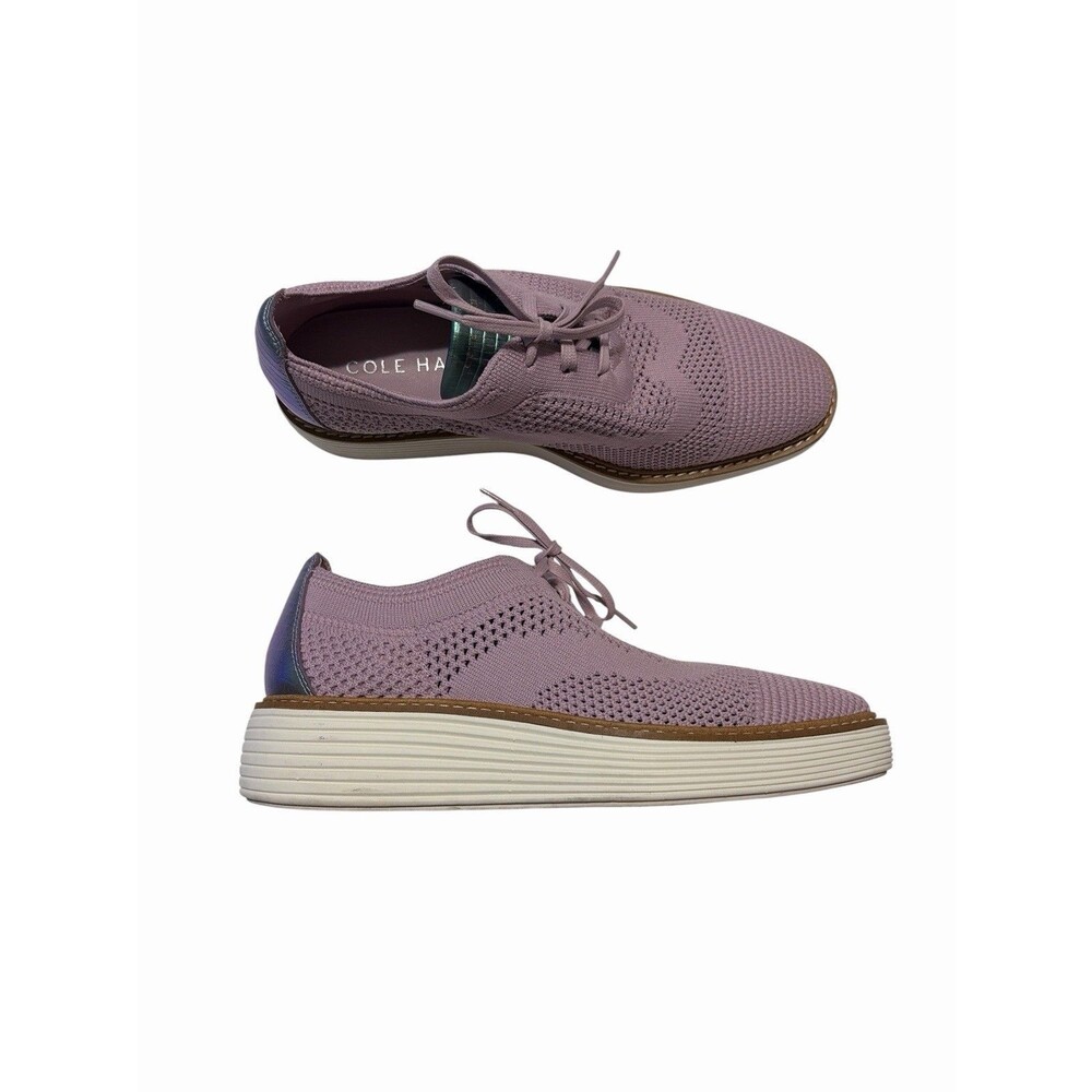 Cole Haan OriginalGrandPlatform Stitchlite Oxfords Sz 8 Mauve Metallic Playful